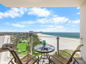 18th floor beachfront condo with pool, gym and grills
