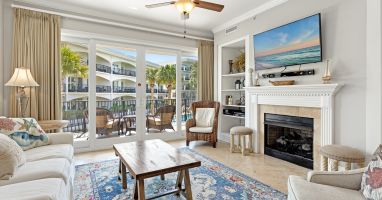 bright, airy living space with balcony access
