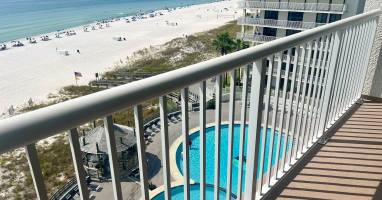 7th Floor balcony overlooking beach and pool 
