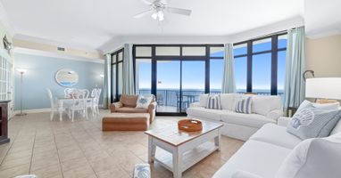 Floor to ceiling views of the gulf.