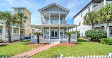 This large, luxurious home, Crystal Clear, has a private pool and beach access.