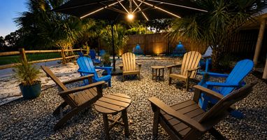 Relax after a fun day in the sun.  The solar-lit umbrella