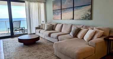 Relax on our big comfy couch and enjoy the view or watch some TV.