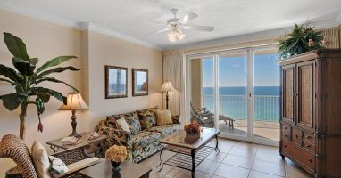 Settle into Living Room comfort - Ocean Villa 1602 - Panama City Beach Condo