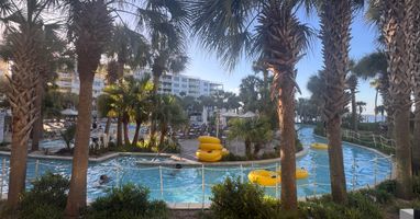 View of the lazy river from our patio