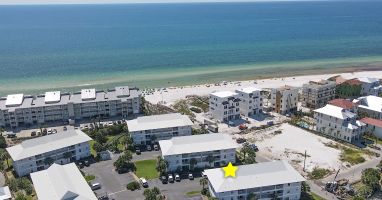 Arial view of Beachside Villas, star indicates building 3, Endless Summer