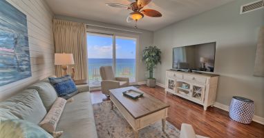 Living area with ship lap and new furniture!