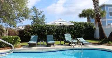 Private pool and backyard