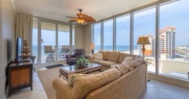 Living Room with Southwest View and view of balcony