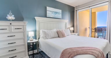 Master suite, balcony entrance, king bed, smart tv