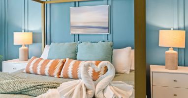 Escape to serenity at Seabreeze Villa ðŸŒŠ Unwind in this coastal chic bedroom, where soothing hues and cozy textures invite you to relax after sun-soaked adventures. Your beachside retreat awaits&mdash;reserve your stay today! ðŸ›ï¸âœ¨