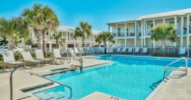 Resort style pool just steps out the front door