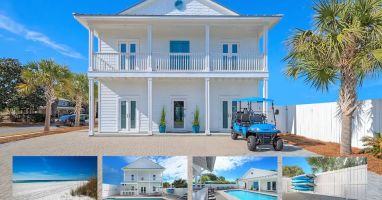 Epic-1 Massive 8 bedroom, ocean view property with ginormous fenced pool and 7 king suites with private full baths. Perfect for large groups or events and just steps from Destin's sugar sand beaches. Includes golf cart, paddleboards, kayaks.
