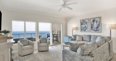 Large living area with a view of the Gulf