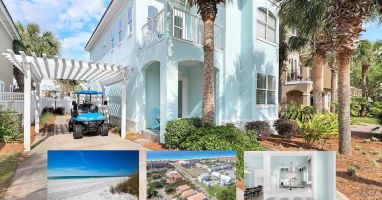 Seafoam-1 Designer grade finishes with an easy 3 minute walk to private, gated beach. Includes free golf cart, paddleboards, kayaks. Two community pools.