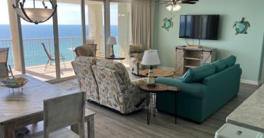 View as you enter the condo, 2 rocker recliners.