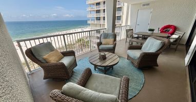Guests love our spacious and comfy balcony...and beach toys!
