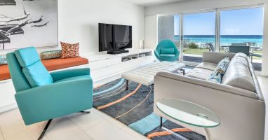 Beach House 104A - Gorgeous living room with gulf views!
