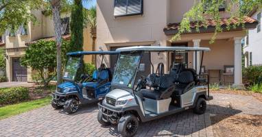 Effortlessly explore Sandestin Golf & Beach Resort in style - our guest golf cart rentals give you freedom to visit Baytowne Wharf, the beaches, and evening concerts without worrying about parking.