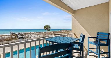 Balcony over looking the property pool and beautiful water
