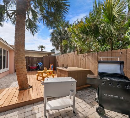 The grill station comes with a rolling beverage cooler cart so drinks stay cold while you cook.  No running inside, no interruptions, just backyard grilling done right.