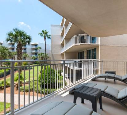 Balcony seating with resort views