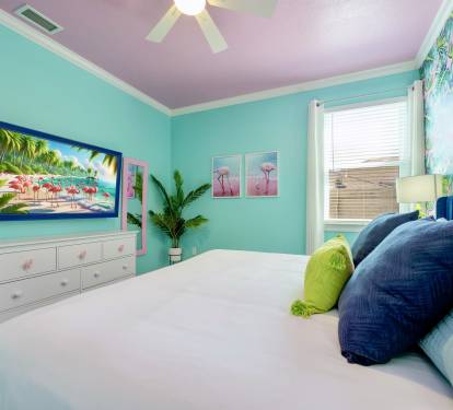 King bed and 55" TV with private closet