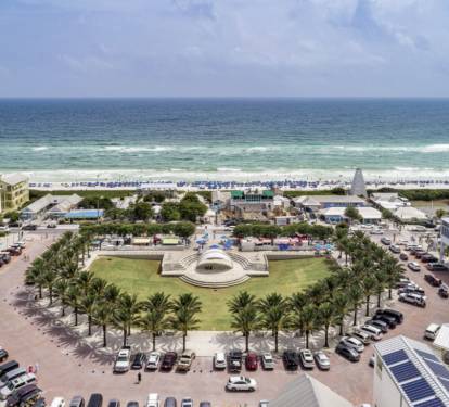 Drive the golfcart down to Seaside with free parking at the front of the square