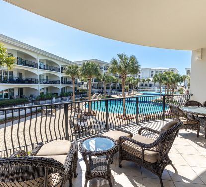 spacious pool view balcony