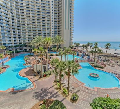 Birds eye balcony view of our award winning pool!