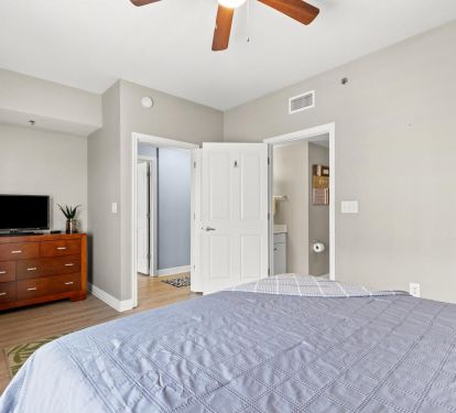 Master large dresser, tv and accent chair to chill! 