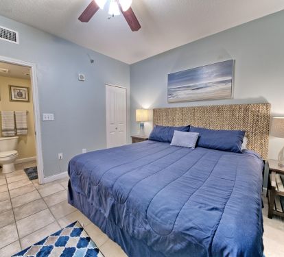 Comfy king sized bed with own private bathroom. 