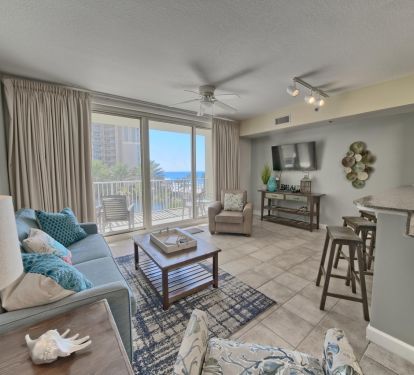 Nice ocean views as you're styling in the nicely decorated den!