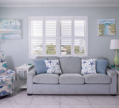 Sink into the sofa or settle into the rocker recliner with a book, a morning coffee, or your favorite show after a day at the beach. It’s an easy place to put your feet up and slow the pace.