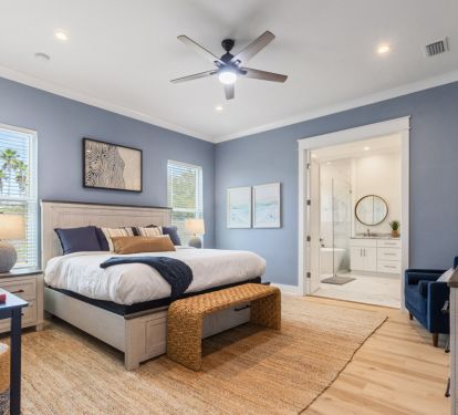 First floor primary suite with king bed
