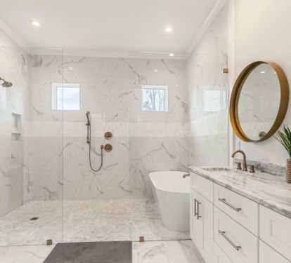 Luxury primary ensuite with spacious walk-in shower