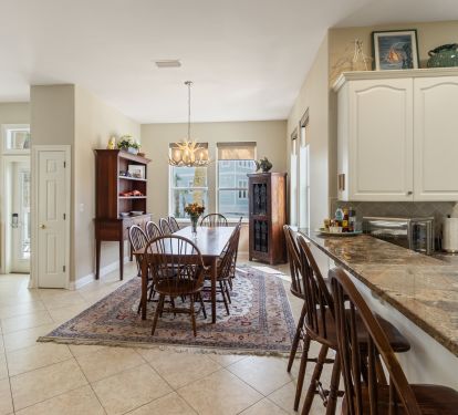 Open dining to kitchen floor plan