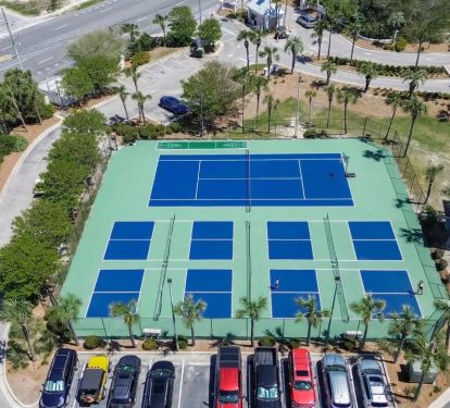Newly resurfaced tennis and pickleball courts