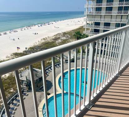 7th Floor balcony overlooking beach and pool 