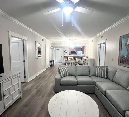 Large Open Living Dining with New Sectional Sleeper