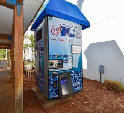 Self-serve ice machine area for convenient refreshment anytime.