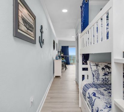 Bunks with curtains, each with its own HDTV, remotes and Wi-Fi