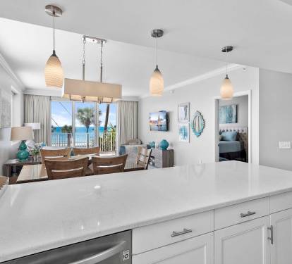 Cook with a view-kitchen opens to Gulf-facing living space