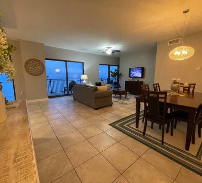  Living and dining room at dusk