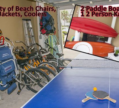 Photo showing items in garage. Please note there are now 2 kayaks each 2 seater.