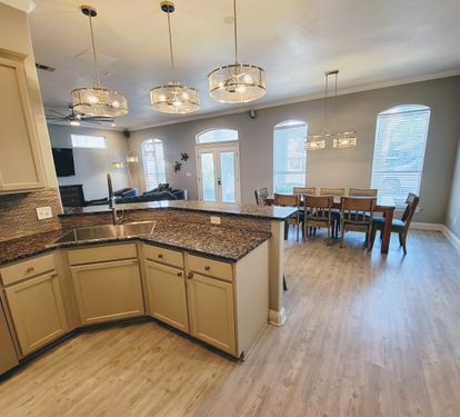 Kitchen with granite and stainless