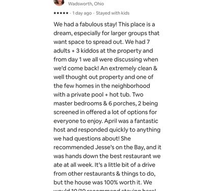You'll see why Mariah's five-star review calls this place a dream for big groups — private pool, hot tub, and plenty of room to spread out.