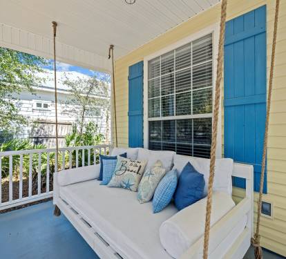 Our favorite spot — sway gently on the porch swing with a book, a breeze, and your morning coffee.