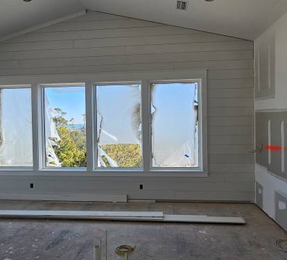 Living Room & Kitchen overlooking the bay