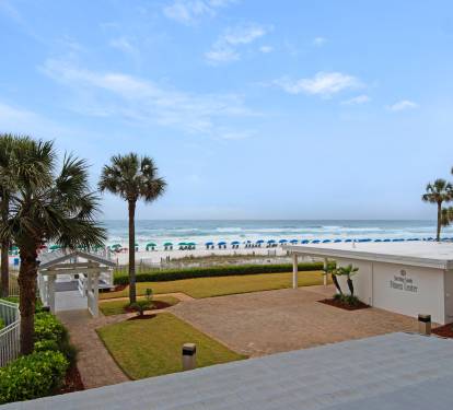 Resort grounds and beach walkway